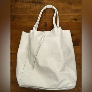 Exhibit White Leather Tote Handbag